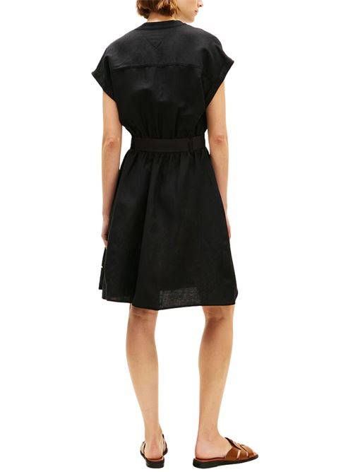 Abito corto misto lino con cintura Tommy Hilfiger | WW0WW49659BDS